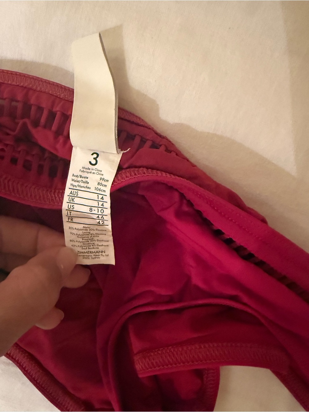 Zimmermann Magenta V-Neck Bikini Set with Cutout Trim - Picture 7 of 7